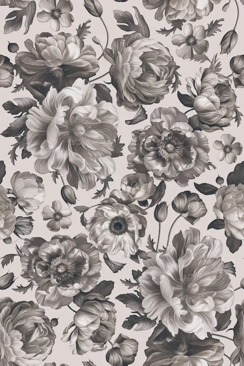 Dark Academia Opulent Baroque Flower Drama Avorio pellicola backlit da Andrea Haase Floral Passion
