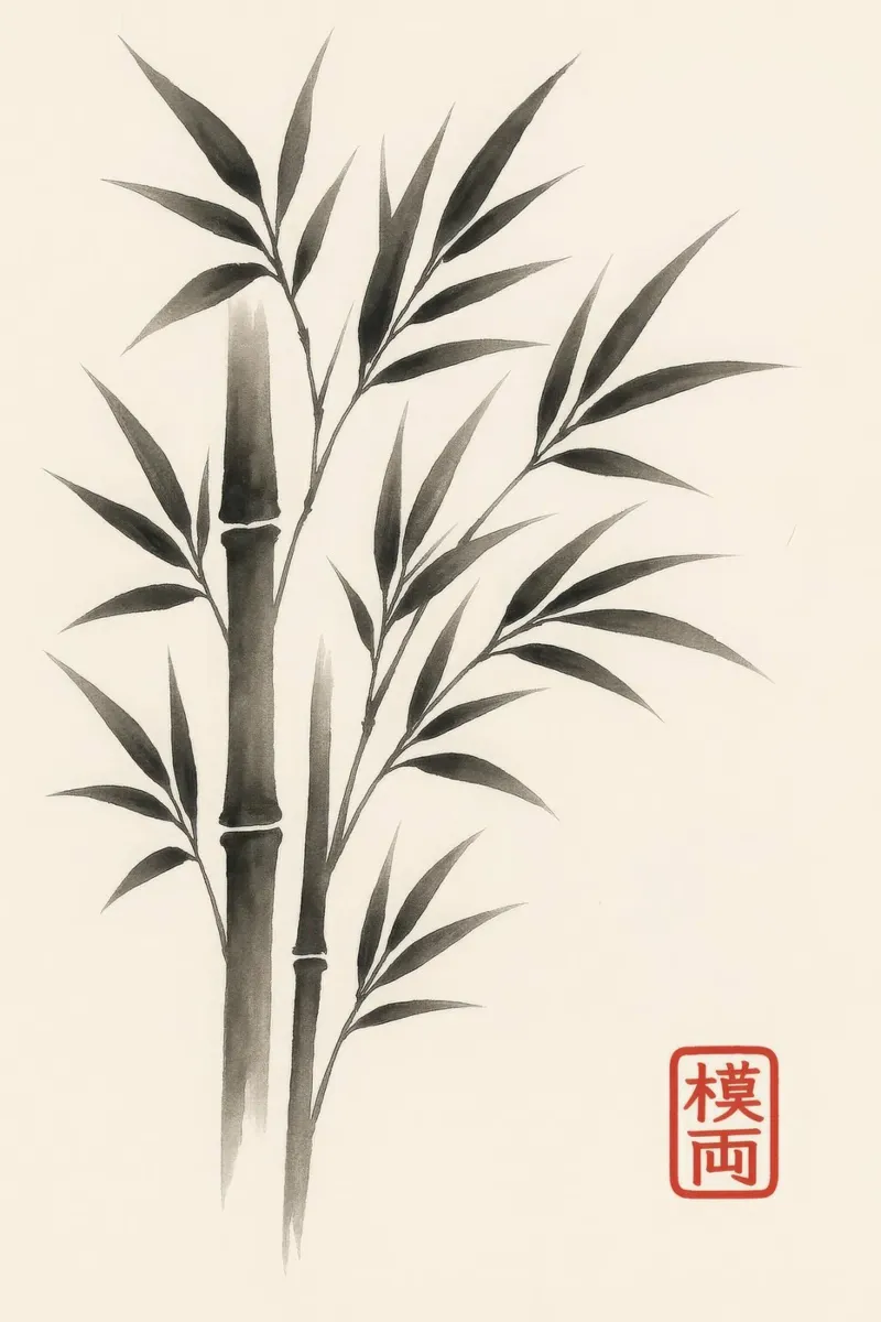 Bambù in stile giapponese Sumi-e alluminio dibond da Moqro Home Decoration