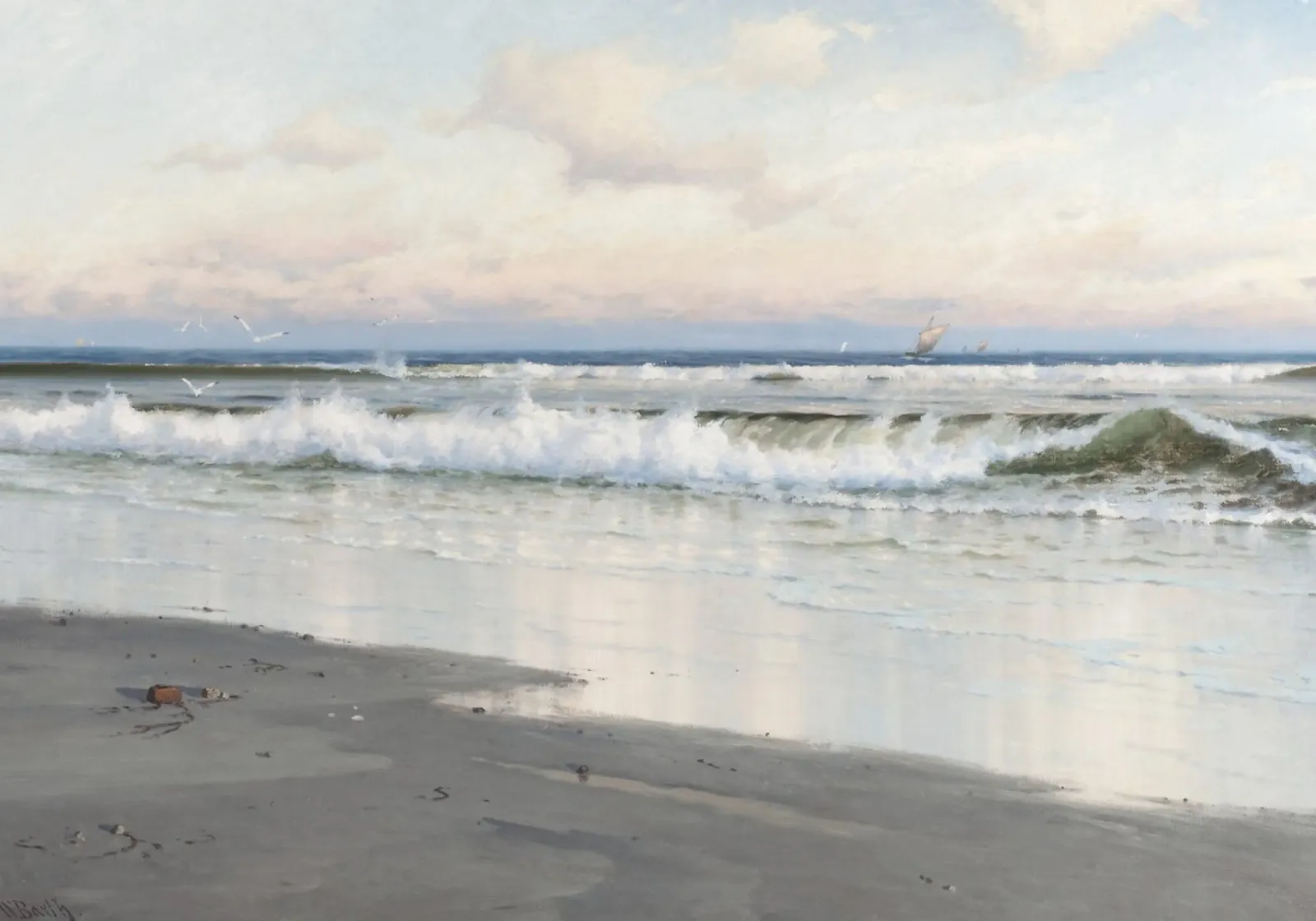 Ocean Waves Beach Art Print - Kustlandschap schilderij canvas met Baklijst van ClubArt