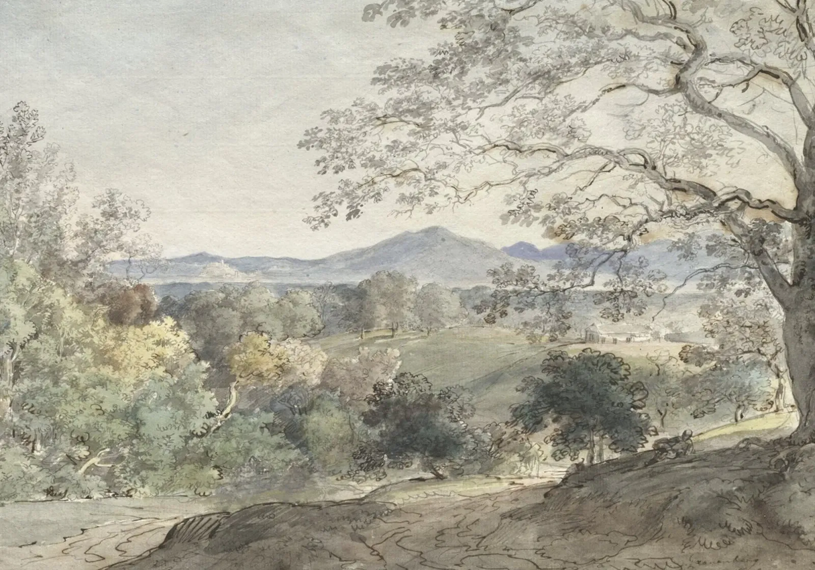 Kunstdruk van weids landschap in de vallei - Vintage platteland canvas met Baklijst van ClubArt