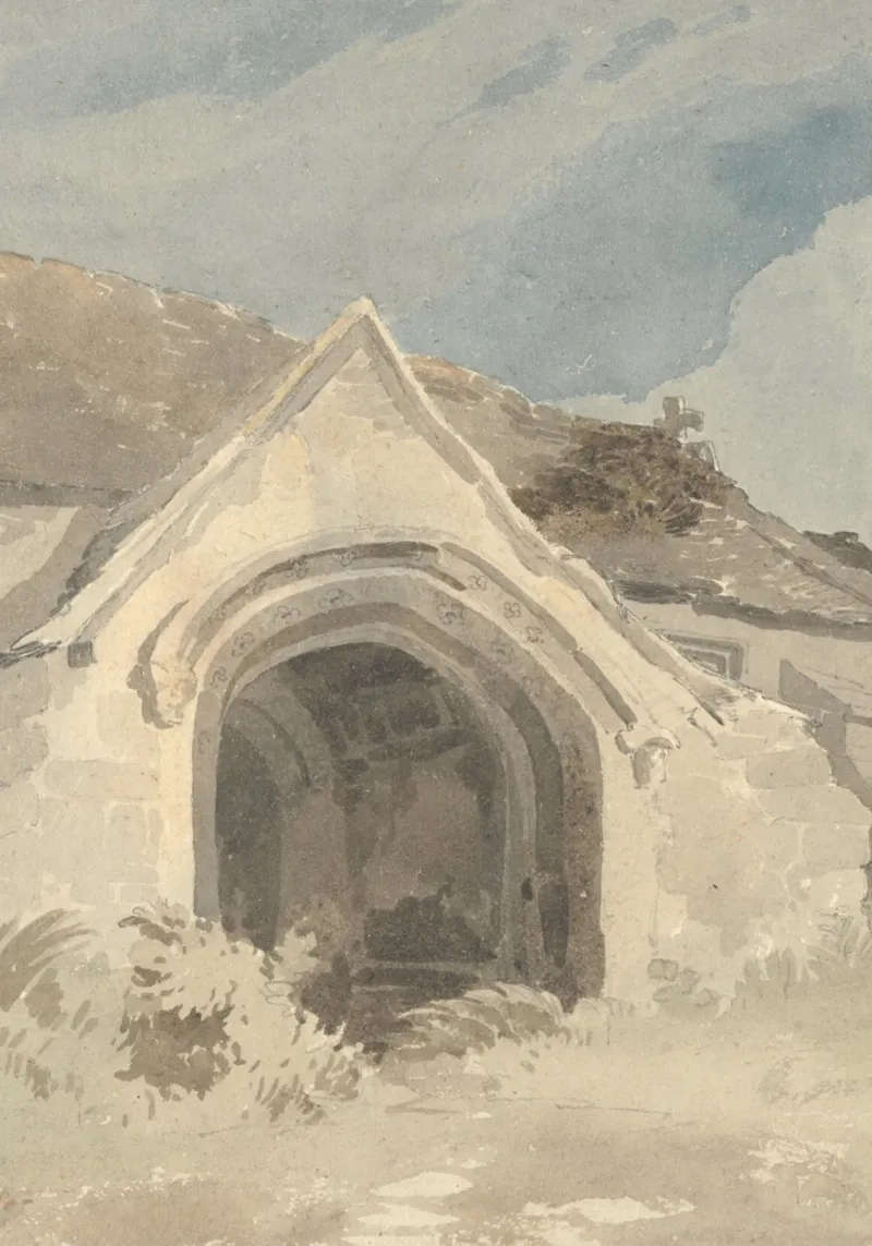 Ingresso di una chiesa storica: Acquerello del portico ad arco carta hahnemühle da ClubArt