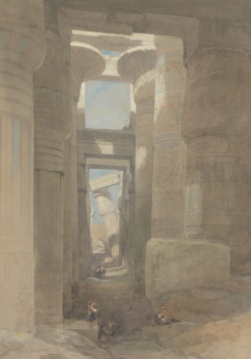 Orientalist Art: Ancient Egyptian Temple Hypostyle Hall canvas with Floater frame by ClubArt