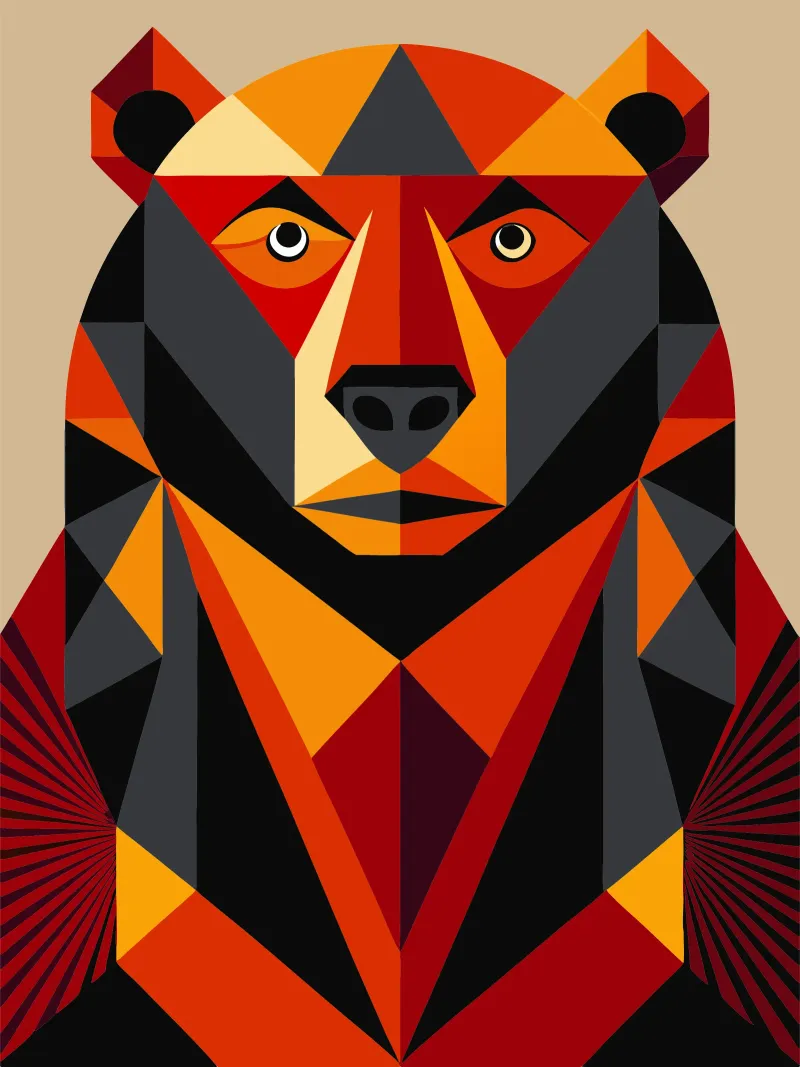illustrazione geometrica dell'orso pellicola backlit da nemaro