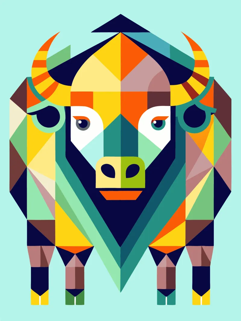 ilustrazione geometrica del bisonte pellicola backlit da nemaro