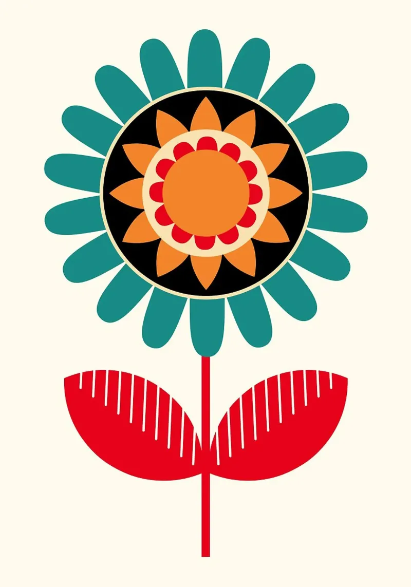 Mid-Century Modern Flower Leinwand von FlowersShop