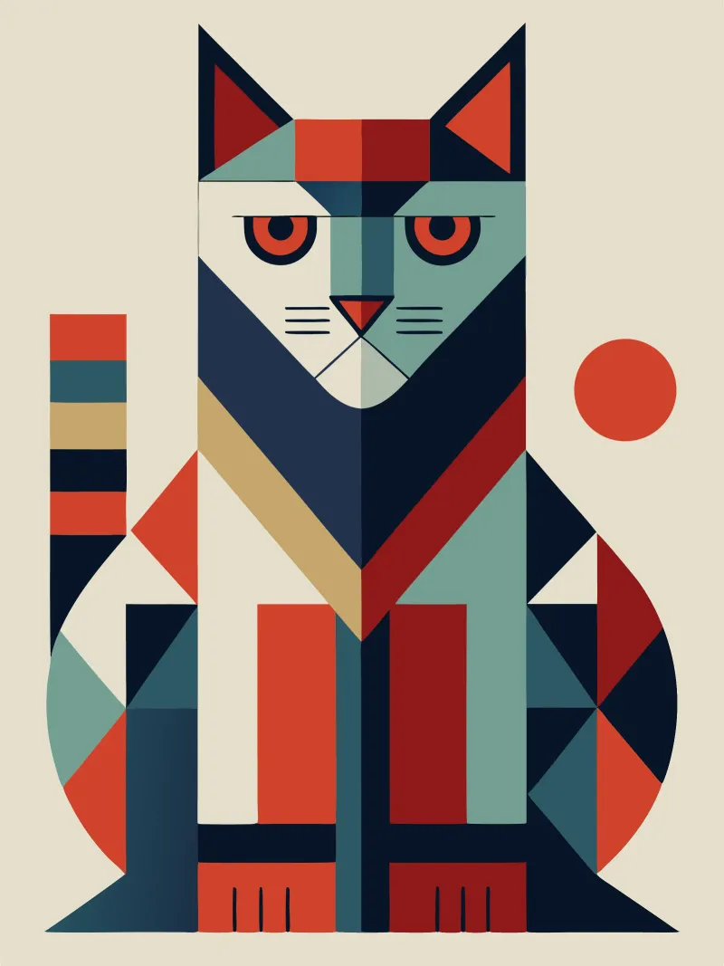ilustrazione geometrica del gatto pellicola backlit da nemaro