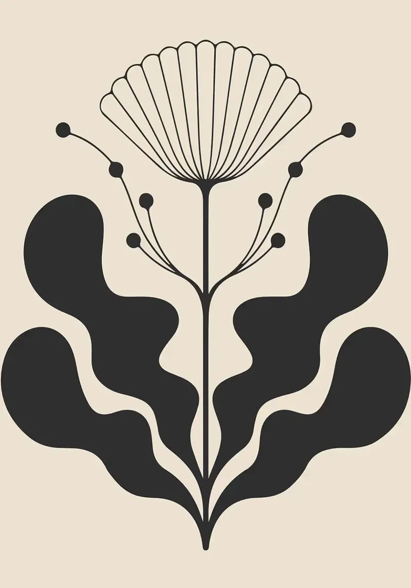 Arte popolare botanica nera minimalista poster da FlowersShop