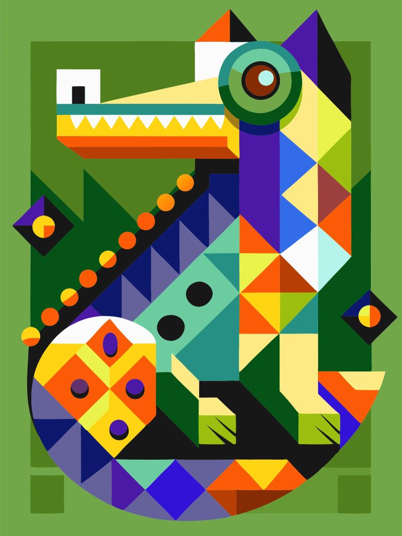 Krokodil Geometrische Illustration Poster von nemaro