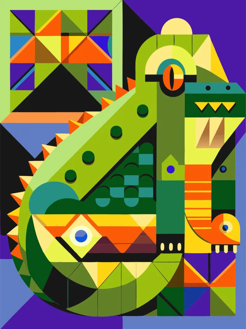ilustración geométrica de líneas de cocodrilo metacrilato de nemaro