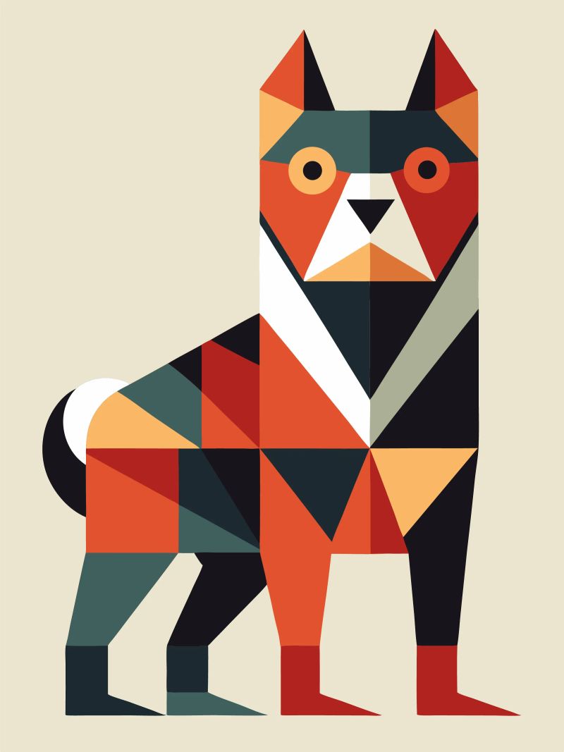 dog geometrics ilustration poster by nemaro