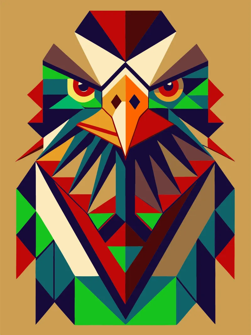 ilustrazione geometrica dell'aquila poster con telaio in alluminio da nemaro