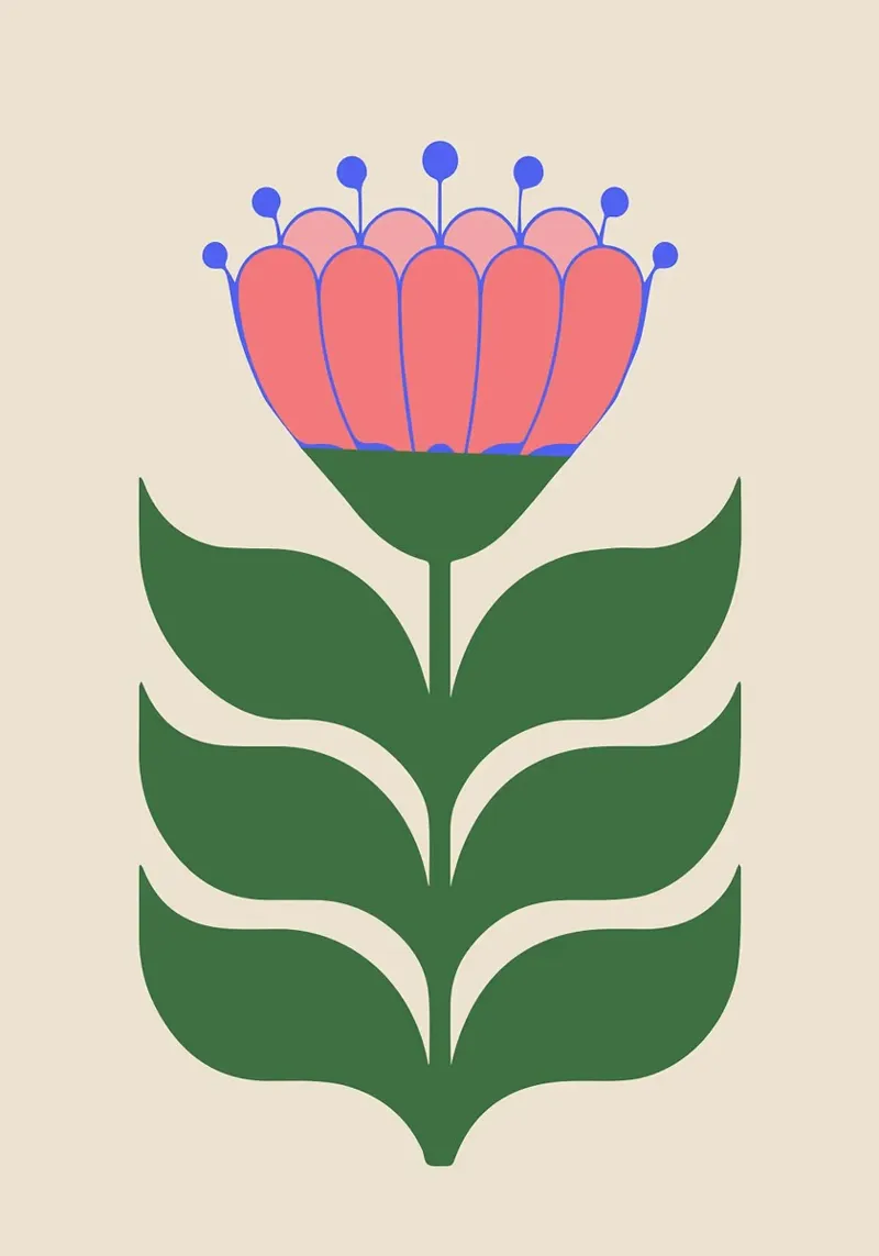 Illustration d'une fleur folklorique moderne hahnemühle de FlowersShop
