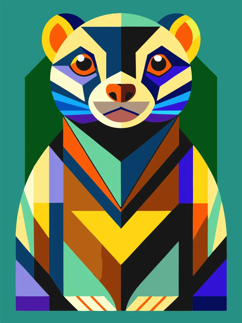 ilustrazione geometrica del furetto pellicola backlit da nemaro