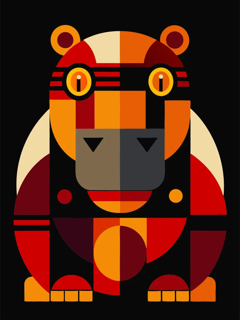 ilustrazione geometrica dell'ippopotamo pellicola backlit da nemaro