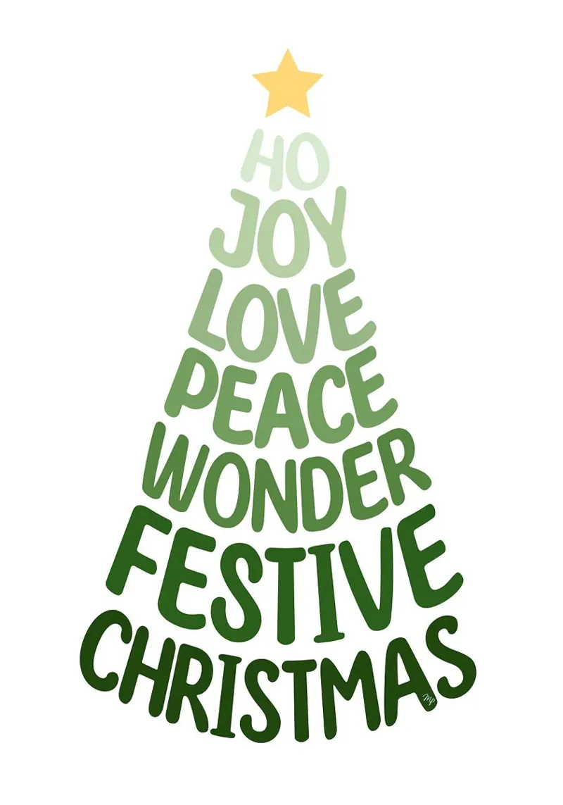 Albero di Natale verde tipografico pellicola backlit da Brandi N Huskey