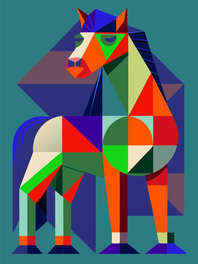 ilustrazione geometrica del cavallo pellicola backlit da nemaro