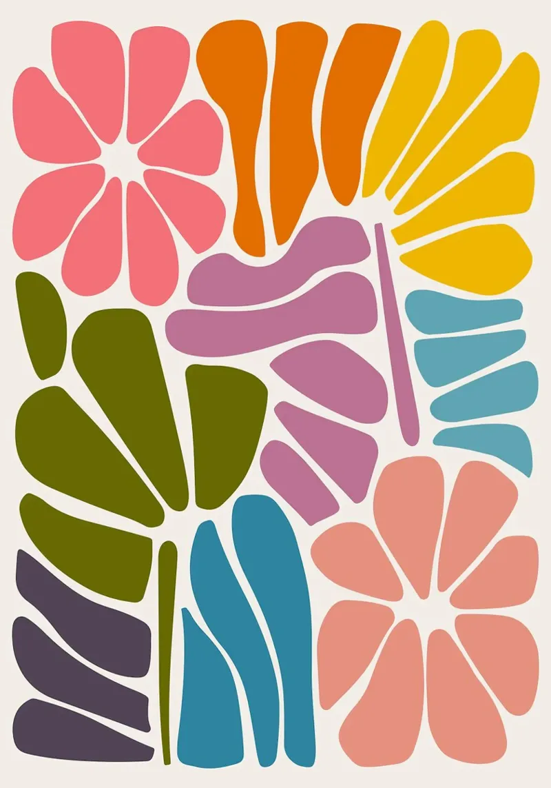 Bunte abstrakte botanische - Matisse inspiriert Ausschnitt Kunst Hahnemühle von MinimalistDesign