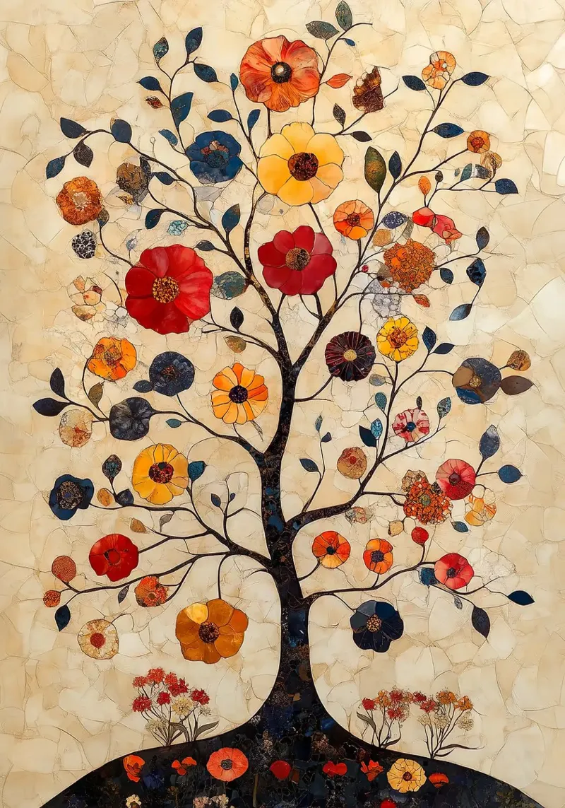 Mosaico di alberi floreali pellicola backlit da MinimalistDesign