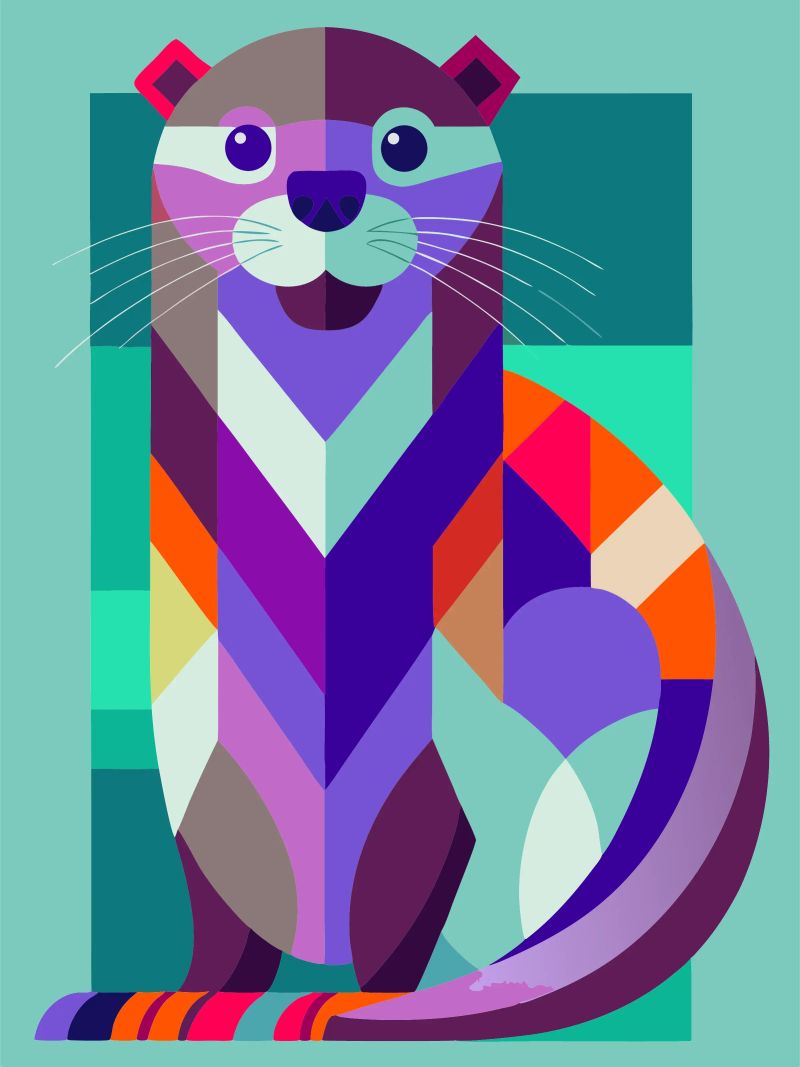 ilustrazione geometrica della lontra poster da nemaro
