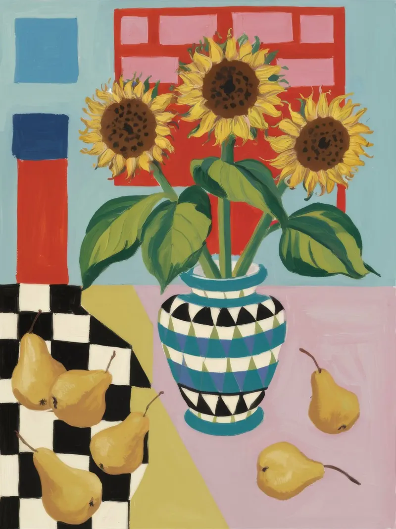Sunflower Checkerboard Game canvas by Fable Tempa