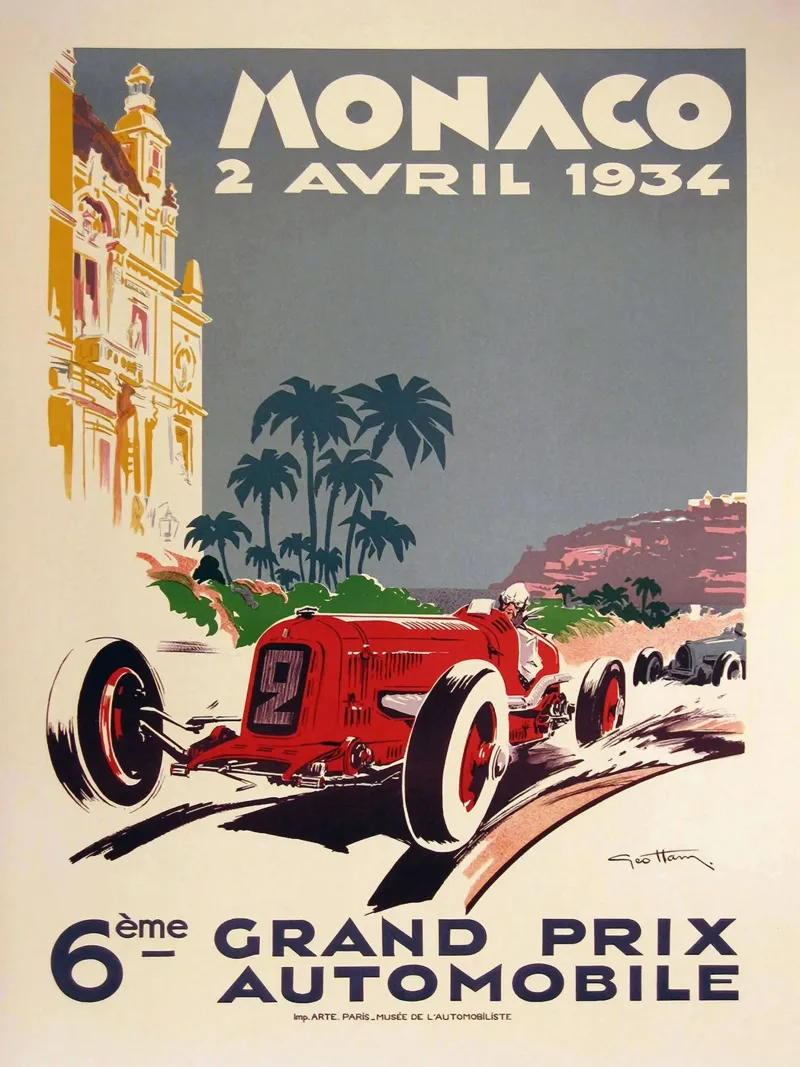 Manifesto del Gran Premio di Monaco del 1934 poster con telaio in plastica da Queenshop