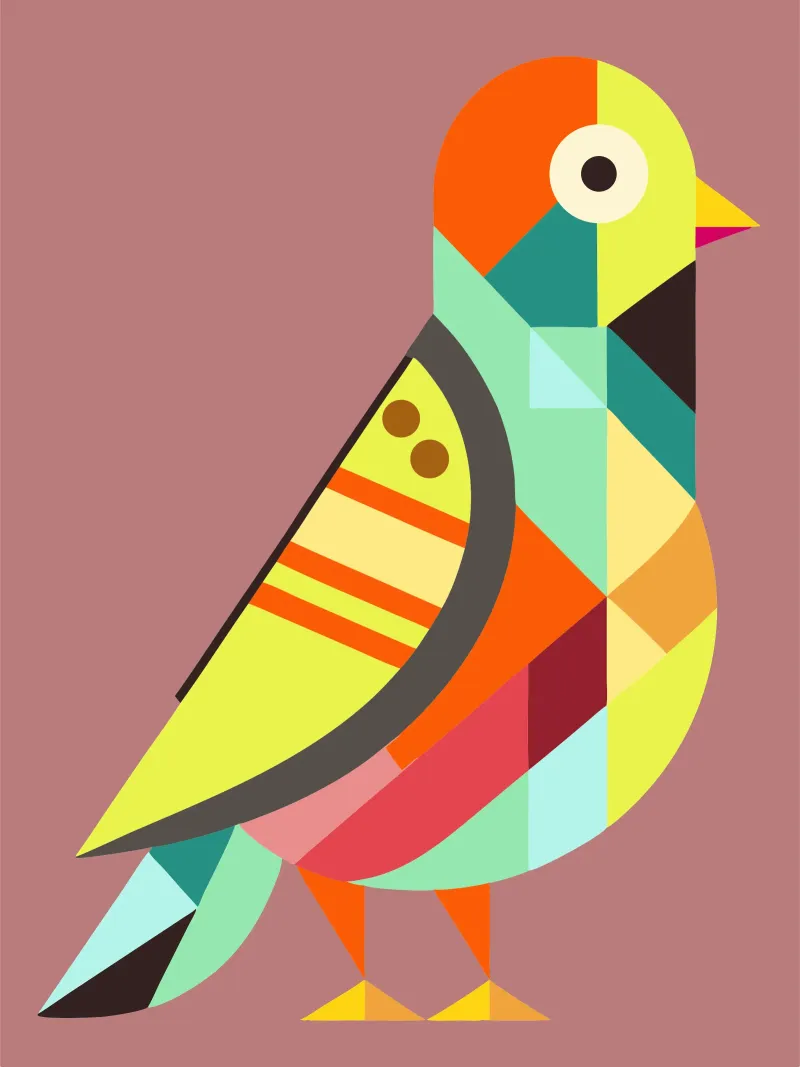 ilustrazione geometrica del piccione pellicola backlit da nemaro
