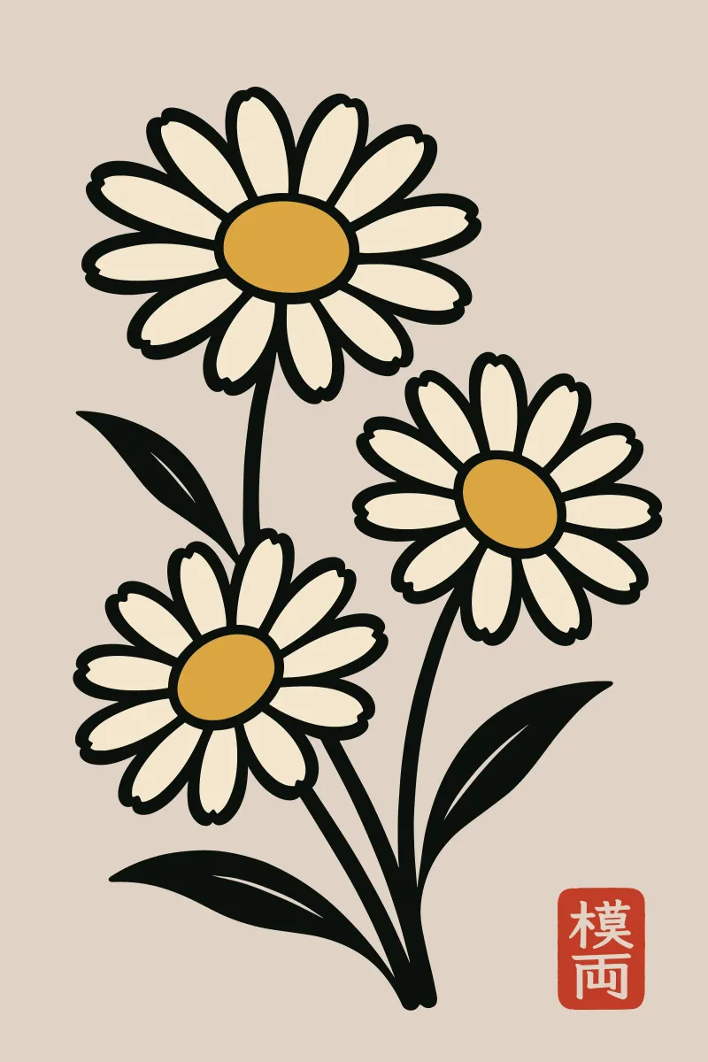 Margherite delicate - Fiori in stile giapponese pellicola backlit da Moqro Home Decoration