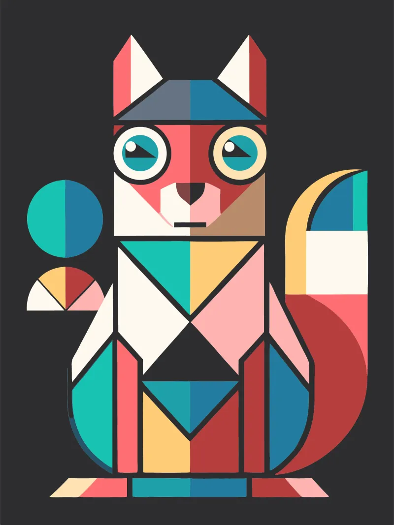 squirrel geometrics ilustration alu-dibond by nemaro