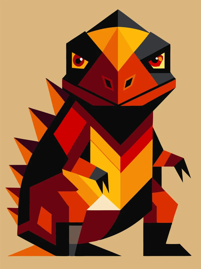 ilustrazione geometrica di komodo alluminio dibond da nemaro