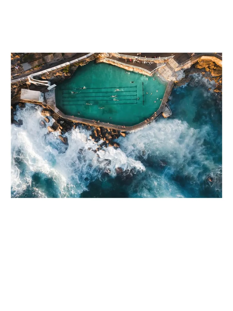 Bronte Beach Rock Pool acrylic glass by Slim Aarons Vintage