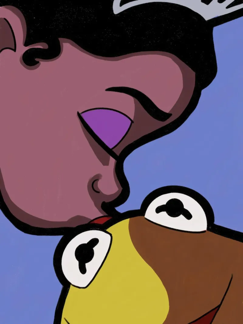 Baiser de Tiana et Kermit poster avec cadre en aluminium de lucasmeier