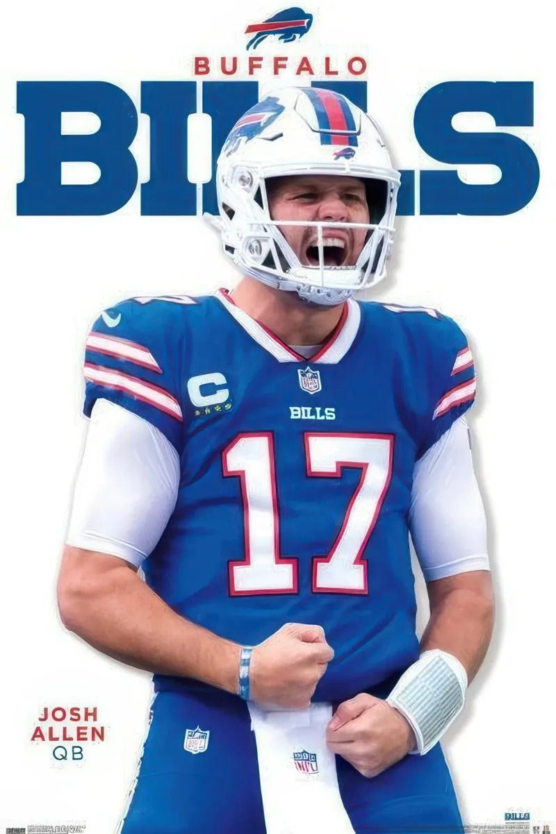 NFL Buffalo Bills - Josh Allen Feature Series 23 poster with wooden frame by nice sport