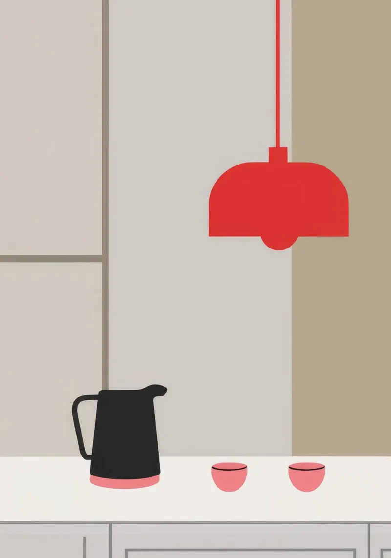 Lampada rossa minimalista carta hahnemühle da Tiga Bersama