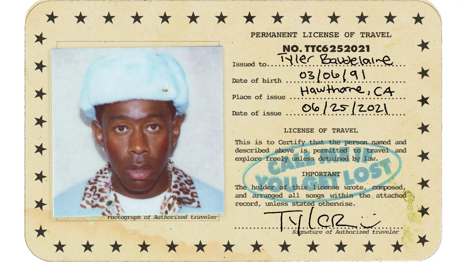 License Of Travel Tyler poster con telaio in plastica da edanfargol