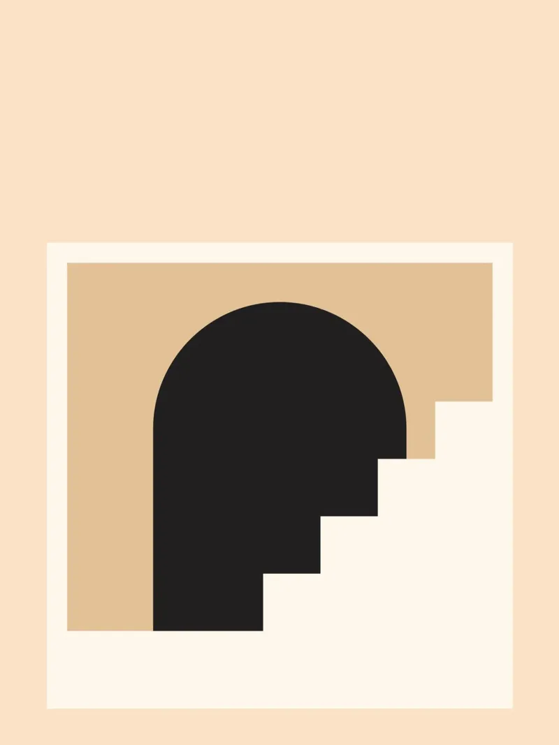 Bauhaus Stairway - Abstract architecture canvas with Floater frame by Casa Calm