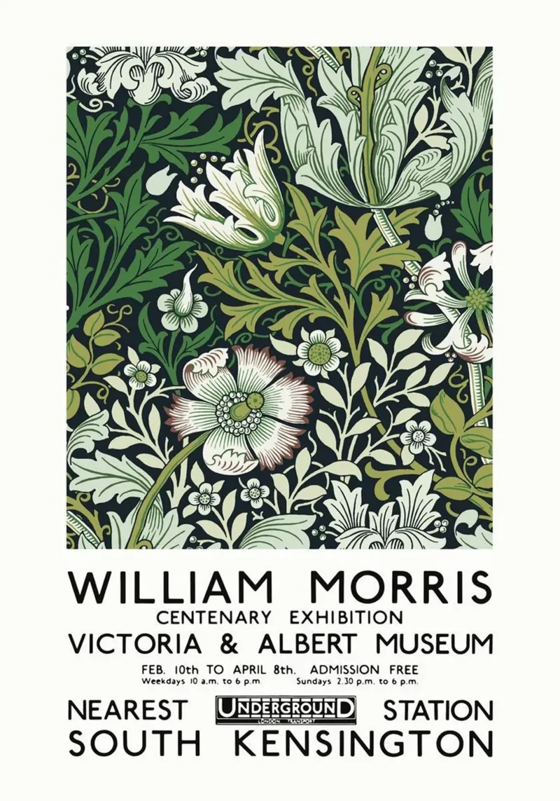 William Morris exhibition poster met kunststof frame van guduengiseng