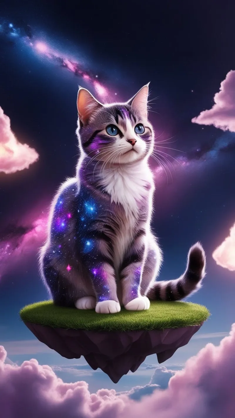 Galaxy Cat on a Floating Island canvas by van hellen