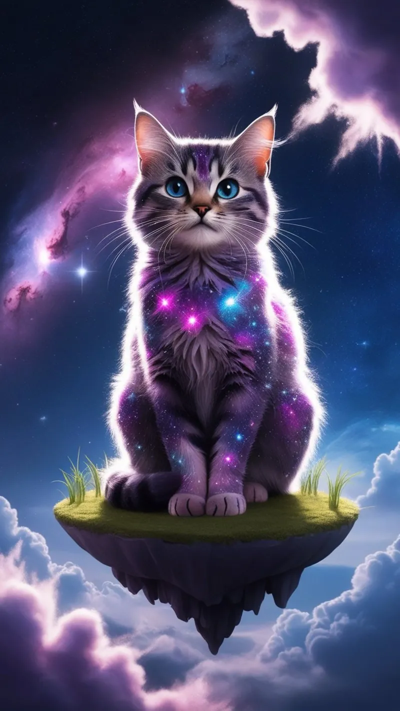 Galaxy Cat on a Floating Island canvas by van hellen