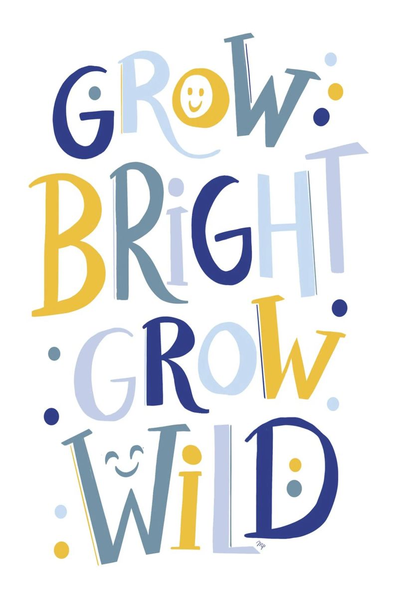 Citation en hand-lettering de Grow wild alu dibond de Martina