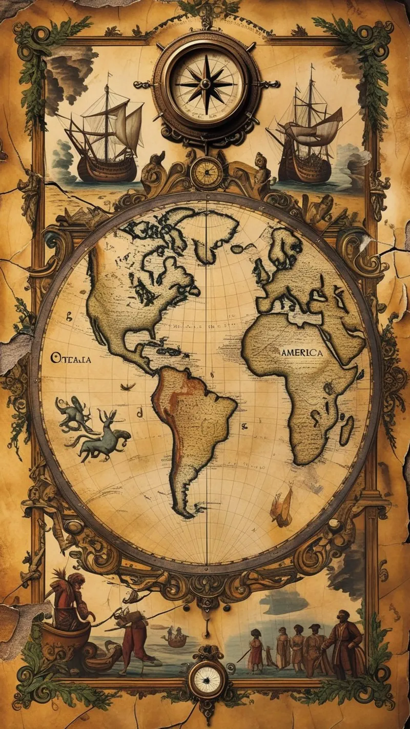 oude kaart van amerika canvas van van hellen