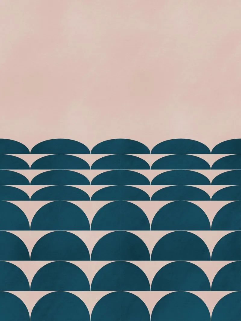 Paesaggio marino geometrico poster con telaio in plastica da Little Dean
