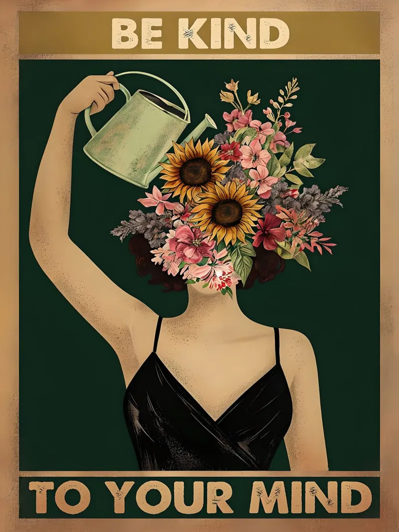 Be Kind to Your Mind Floral poster with plastic frame by 🥝 KIWI STORE