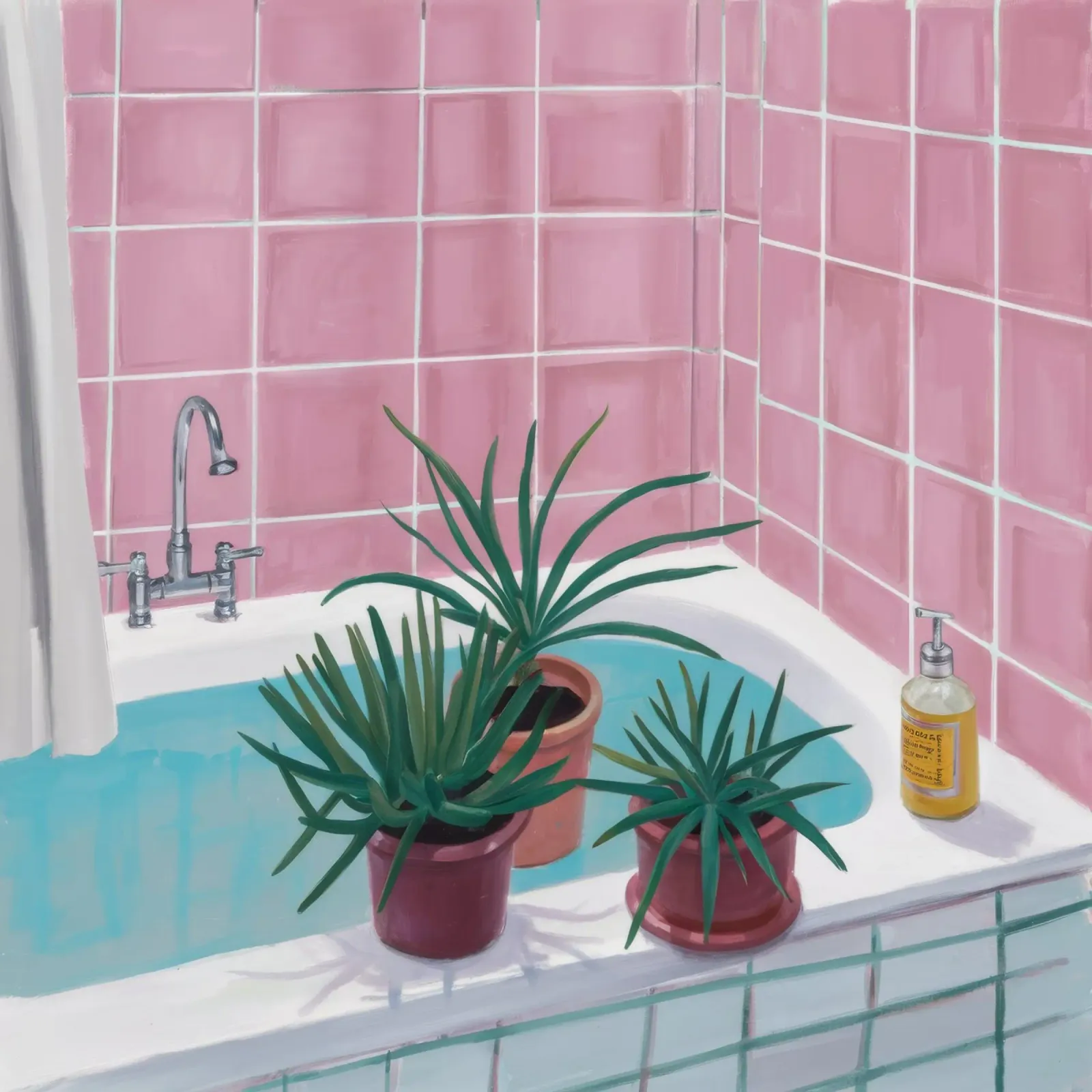 Piastrella rosa Spa poster con telaio in legno da Pan Denim