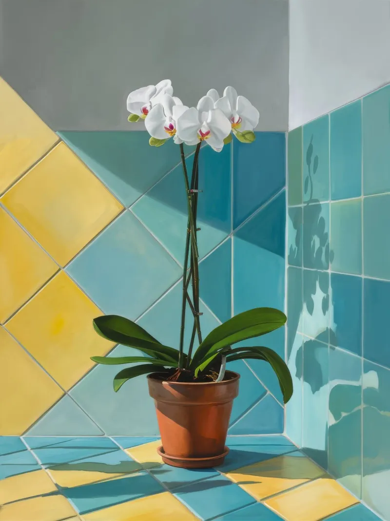 Geometria dell'orchidea bianca alluminio dibond da Pan Denim