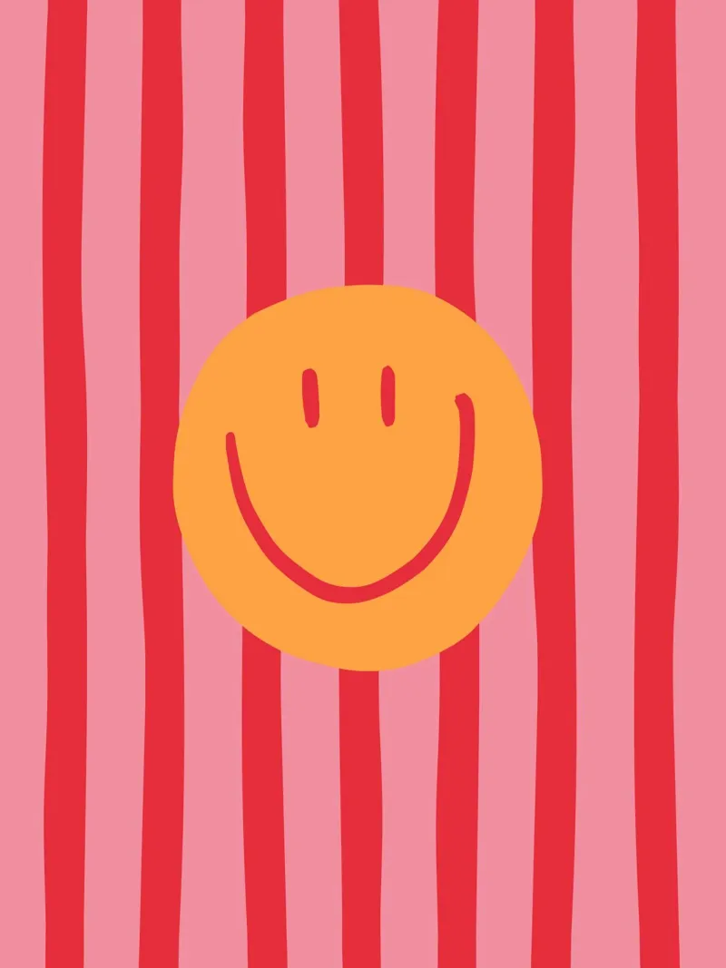 Smile Stripes pink poster con telaio in alluminio da KRUTH DESIGN