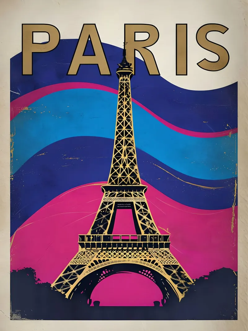 Poster d'epoca della Torre Eiffel di Parigi pellicola backlit da 🥝 KIWI STORE