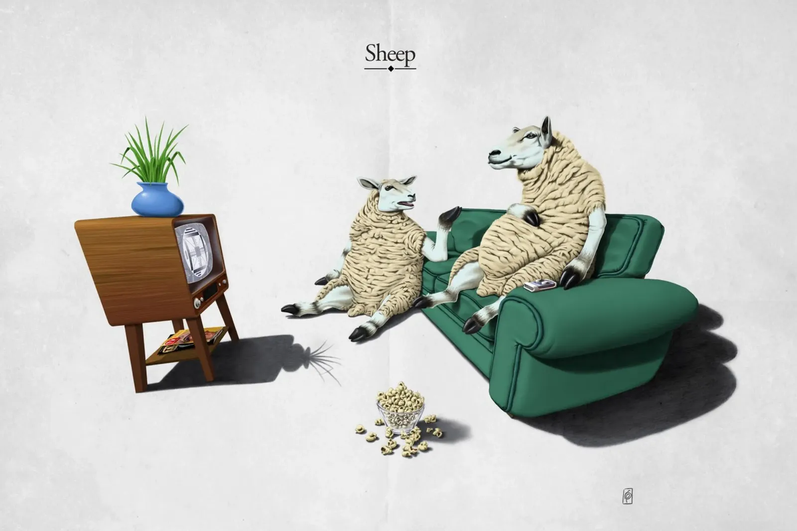 Sheep (Titled) pellicola backlit da Rob Art | Illustration