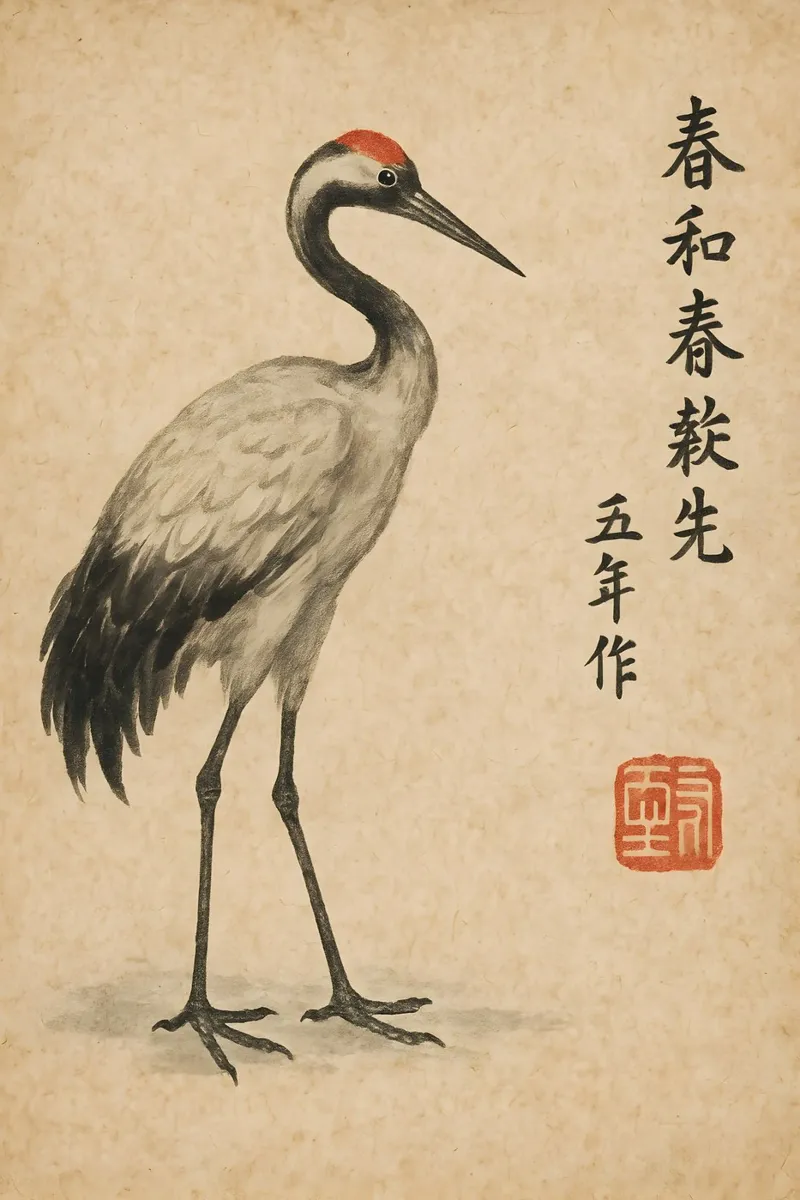 Crane of Tranquil Dawn alluminio dibond da Gei.Butsu