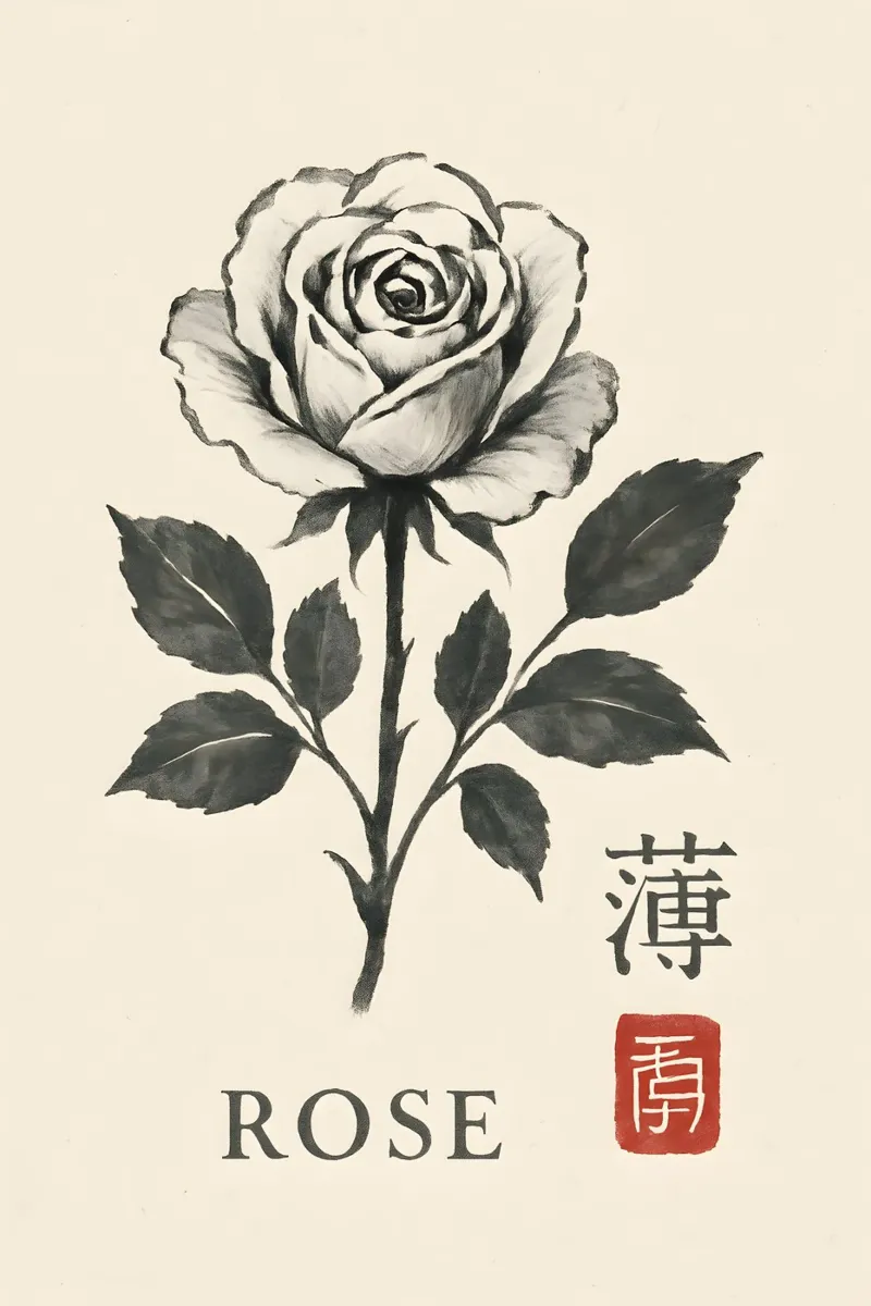 Rose Noir poster con telaio in plastica da Gei.Butsu