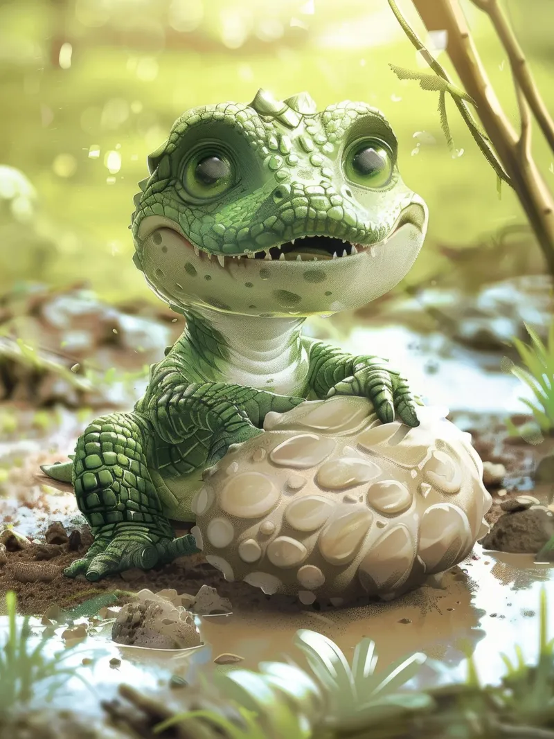 Un piccolo alligatore appollaiato con sicurezza su una roccia pellicola backlit da DesignDoodle